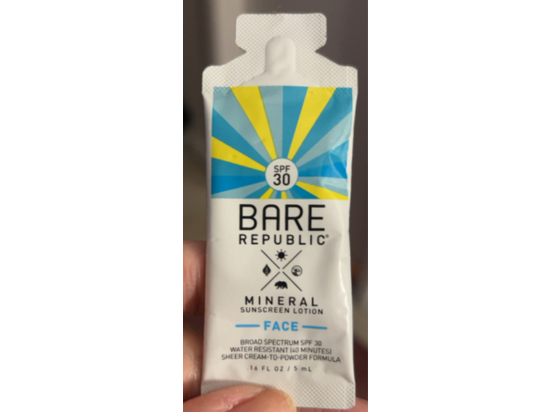 Bare Mineral Face Sunscreen Lotion, SPF 30, .16 fl oz/5 mL