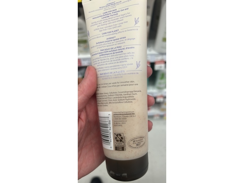 Aveeno Stress Relief Body Scrub, Lavender Scent, 227 g