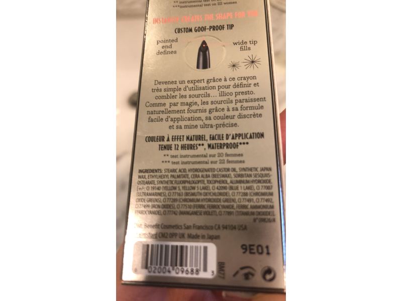 Benefit Cosmetics Goof Proof Eyebrow Pencil Travel Size Mini, Warm Black-Brown,