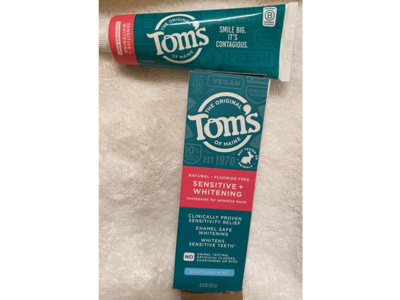 Tom's of Maine Sensitive + Whitening Toothpaste, Soothing Mint, 4.0oz/113 g