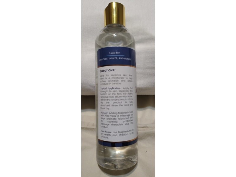 Health & Wisdom Topical Magnesium Oil, Aloe Vera, 12 fl oz/355 mL