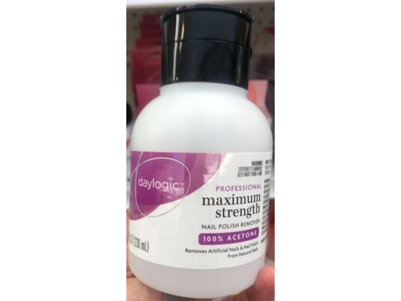 Daylogic Professional Maximum Strength Nail Polish Remover, 100% Acetone, 8 fl oz/236 mL