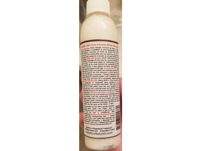 Okay Pure Naturals Ultra Skin Moisturizer, 100% Pure Coconut Oil, 4 oz/118 g