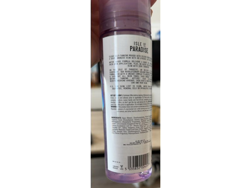 Isle Of Paradise Glow Clear Self-Tanning Mousse, Dark, 6.76 fl oz/200 mL