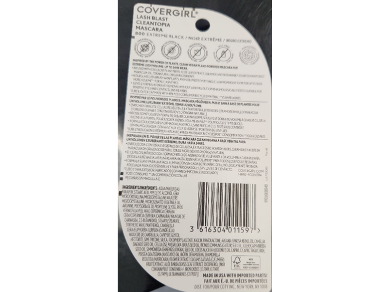 Covergirl Lash Blast Cleantopia Mascara, Extreme Black 800, 0.32 oz
