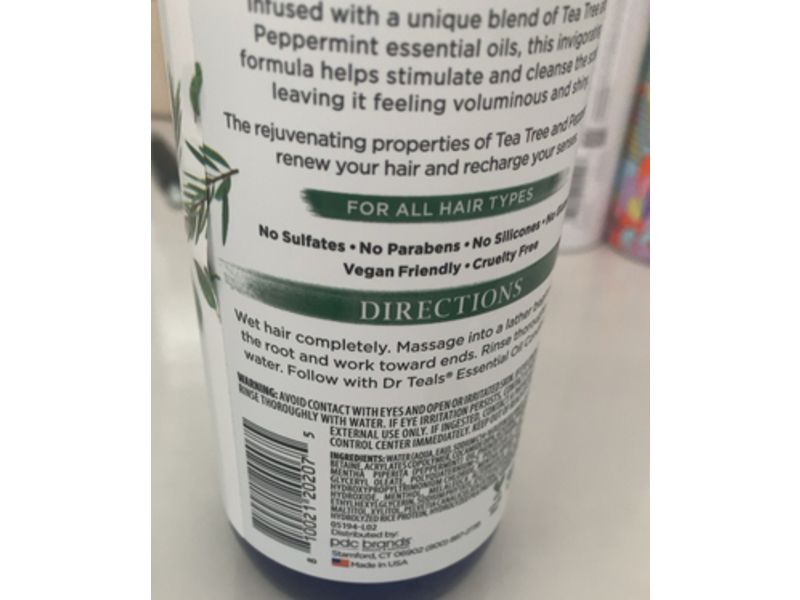 Dr Teal's Essential Oil Shampoo, Tea Tree & Peppermint, 16 fl oz/473 mL