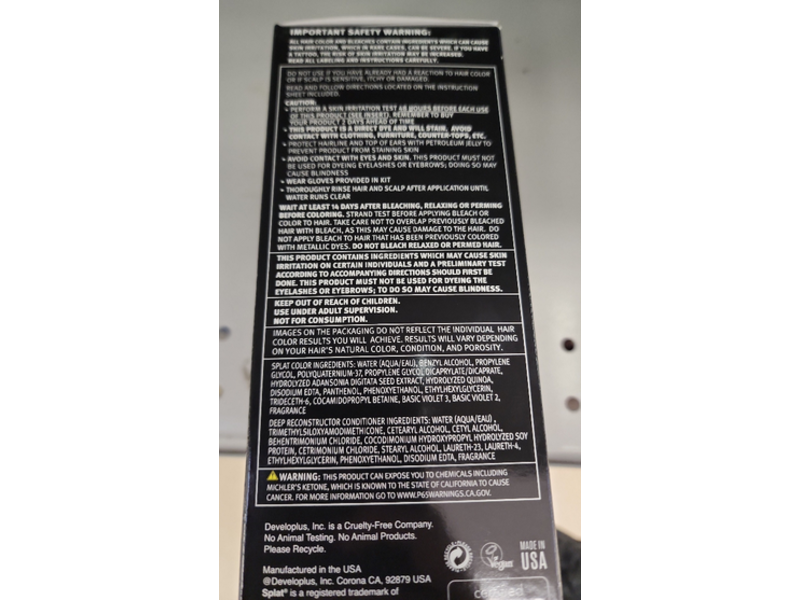 Splat Long Lasting Hair Color, Midnight Tanzanite, One Application