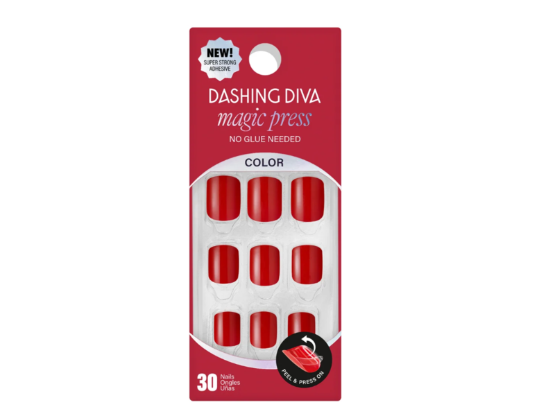 Dashing Diva Magic Press-On Gel Nails, Cherry Popsicle, 30 Count