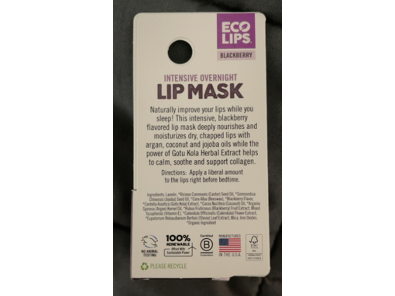 Eco Lips Intensive Overnight Lip Mask, Blackberry, 0.25 oz/7.1 g