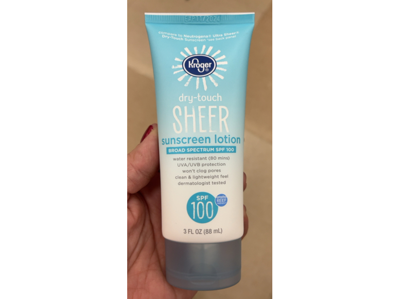 Kroger Dry-Touch Sheer Sunscreen Lotion, SPF 100, 3 fl oz/88 mL