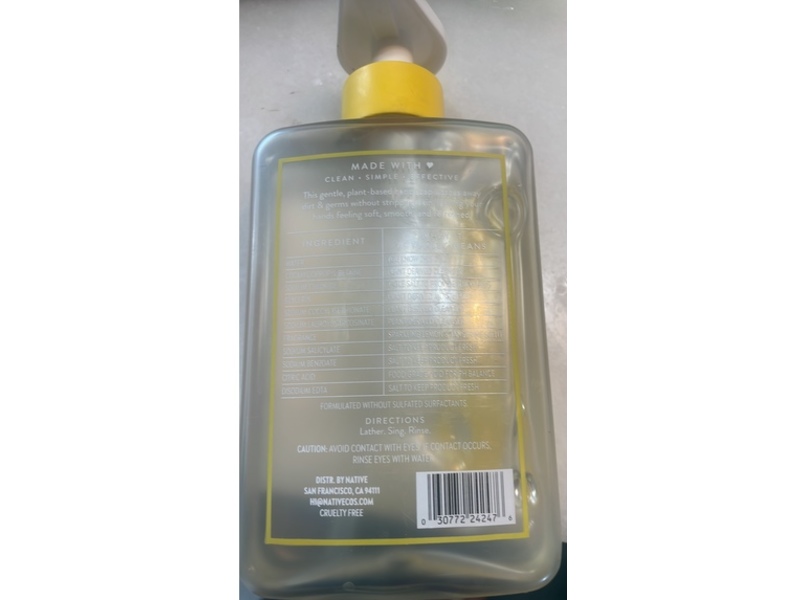 Native Hand Soap, Sparkling Lemon & Tangerine, 13 fl oz/384 mL