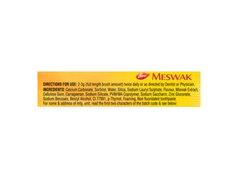 Dabur Meswak Toothpaste, Meswak Extract, 7.05 oz/200 g
