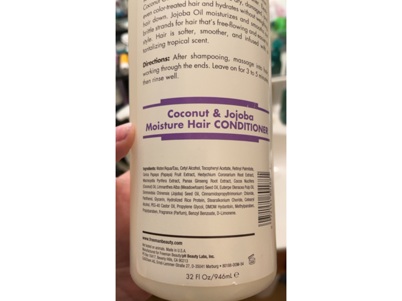 Freeman Beauty Moisture Hair Conditioner, Coconut & Jojoba, 32 fl oz/946 mL