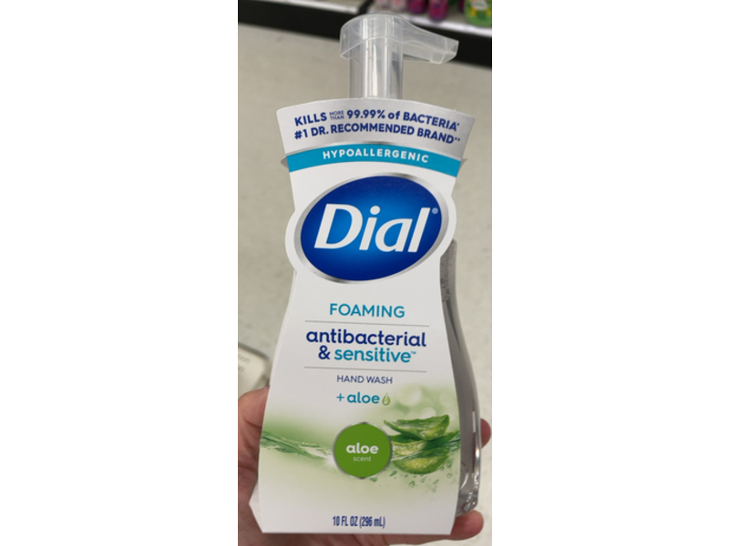 Dial Foaming Antibacterial & Sensitive Hand Wash, + Aloe, 10 fl oz/296 mL