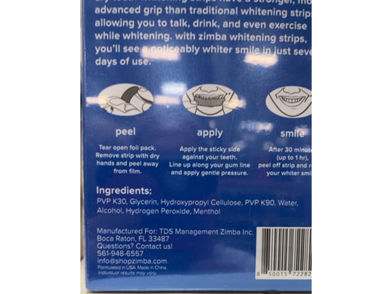 Zimba Minty Teeth Whitening Strips, 28 Strips