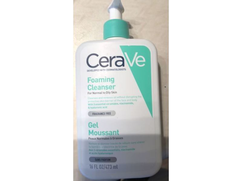 CeraVe Foaming Cleanser, Normal To Oily Skin, Fragrance Free, 16 fl oz/473 mL