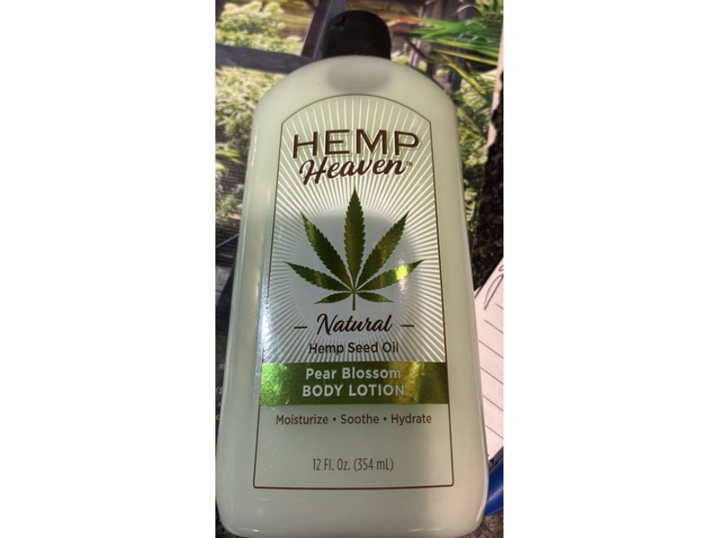 Hemp Heaven Body Lotion, Pear Blossom, Hemp Seed Oil, 12 fl oz/354 mL