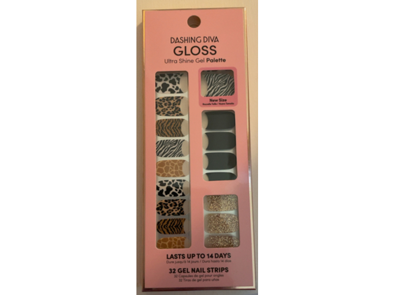Dashing Diva Ultra Shine Gel Nail Strips, Leopard, Count 32