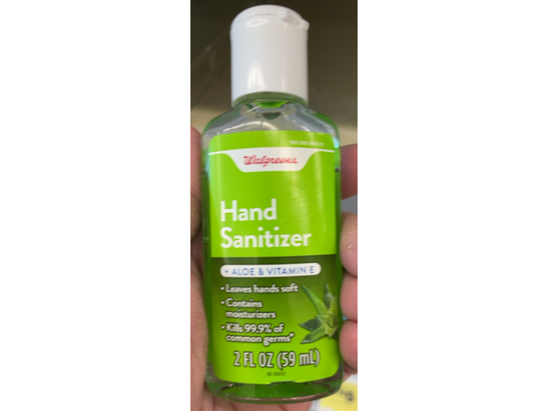 Walgreens Hand Sanitizer, + Aloe & Vitamin E, 2 fl oz/59 mL