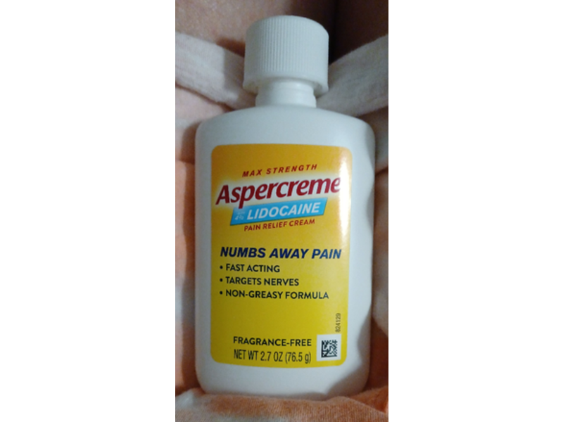 Aspercreme Max Strength Pain Relief Cream, Lidocaine, 2.7 oz/76.5 g