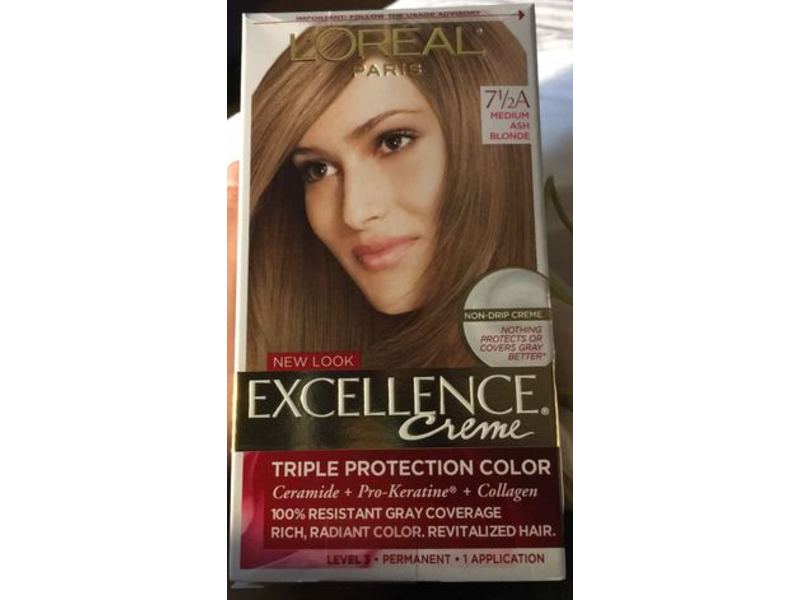 L'Oreal Paris Excellence Creme Triple Protection Color, Permanent, 7.5A Medium Ash Blonde, 1 Application