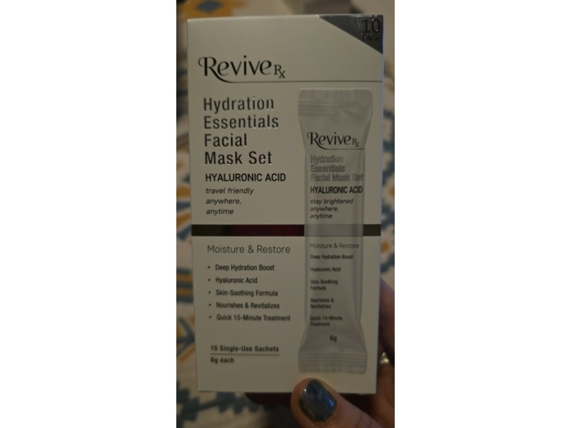 Revive Hydration Essentials Facial Mask Set, Hyaluronic Acid, 6 g, 10 Count