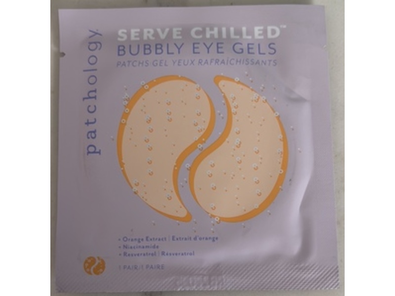 Patchology Serve Chilled Bubbly Eye Gels, Orange Extract + Niacinamide + Resveratrol, 1 Pair