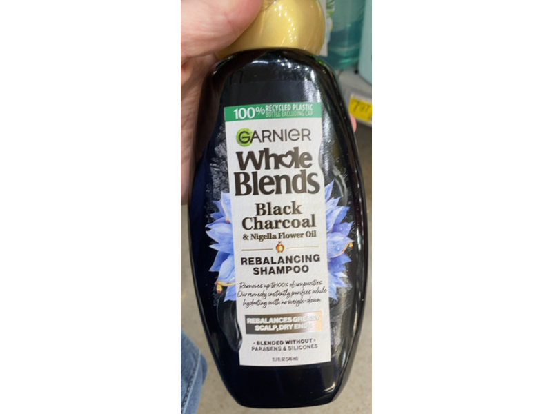Garnier Whole Blends Rebalancing Shampoo, Black Sharcoal, Nigella Flower Oil, 10.7 fl oz/346 mL