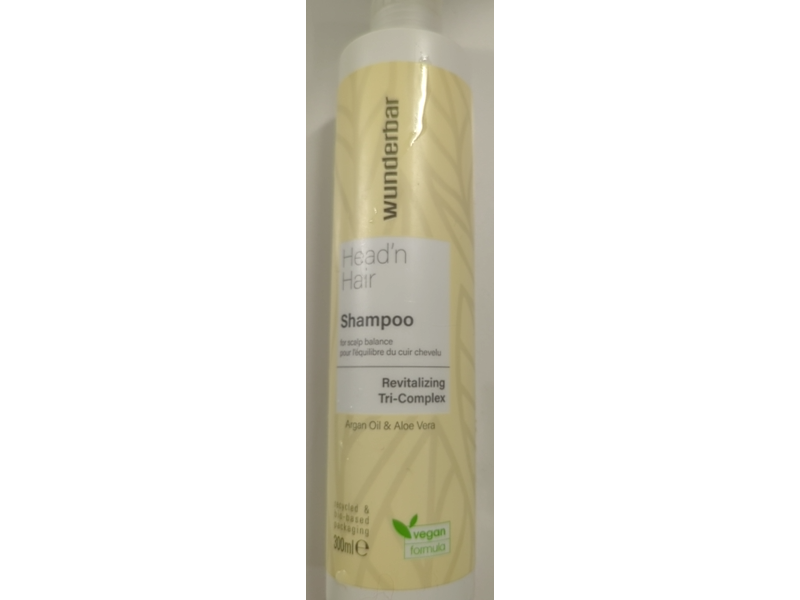 Wunderbar Head'n Hair Shampoo, Argan Oil & Aloe Vera, 300 mL