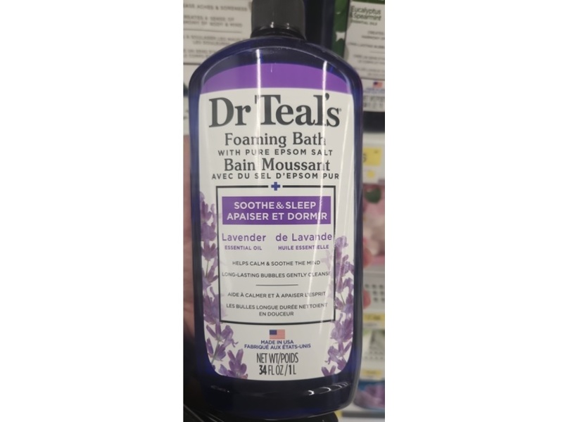 Dr Teal's Foaming Bath Pure Epsom Salt, Lavender, 34 fl oz/1 L