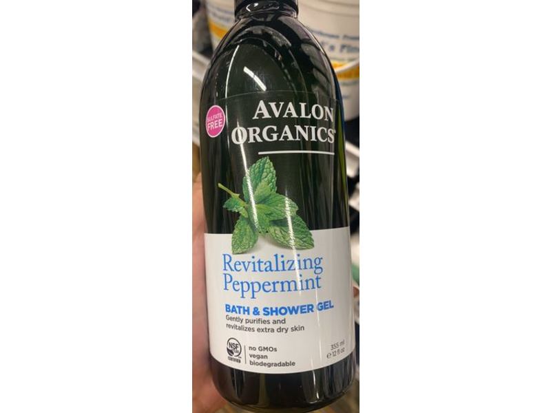 Avalon Organics Bath & Shower Gel, Revitalizing Peppermint, 12 fl oz/355 mL