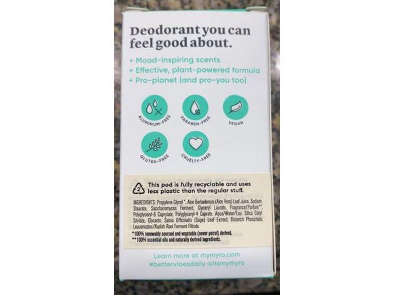 Myro Plant-Powered Deodorant Chill Wave, 2 oz/56 g, 1 Refill Pod