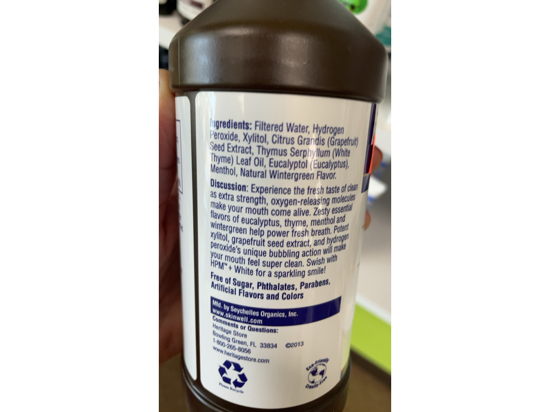Heritage Store Hydrogen Peroxide Mouthwash,Menthol,16 fl oz/480mL