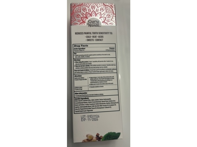 Guru Nanda Sensitive Protection Toothpaste, Mint & Clove, 4.2 oz/119 g