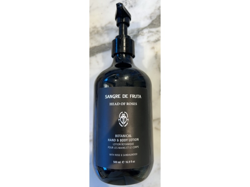 Sangre De Fruta Head Of Roses Botanical Hand & Body Lotion, Rose & Sandalwood, 16.9 fl oz/500 mL