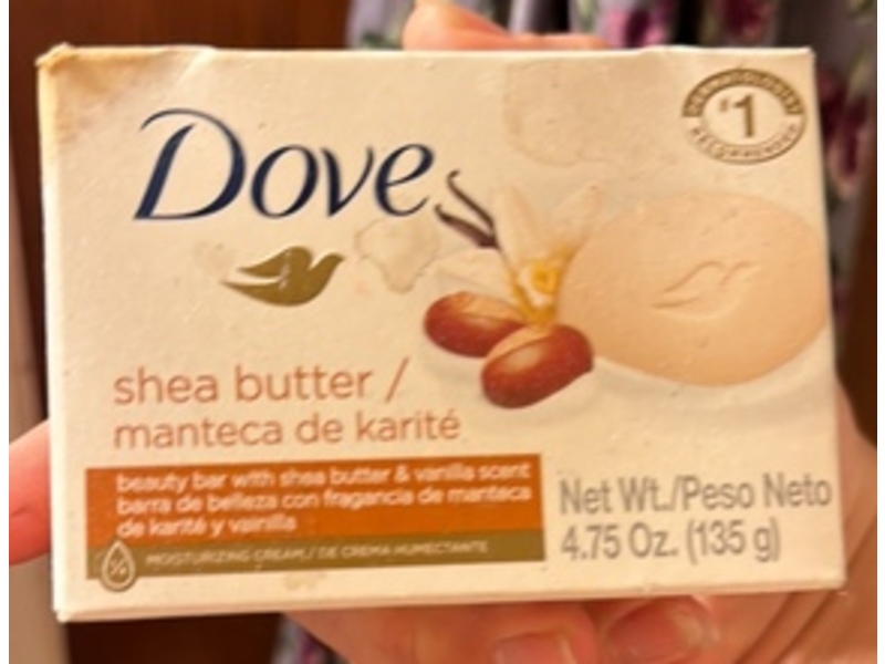 Dove Beauty Bar, Shea Butter & Vanilla Scent, 4.75 oz/135 g