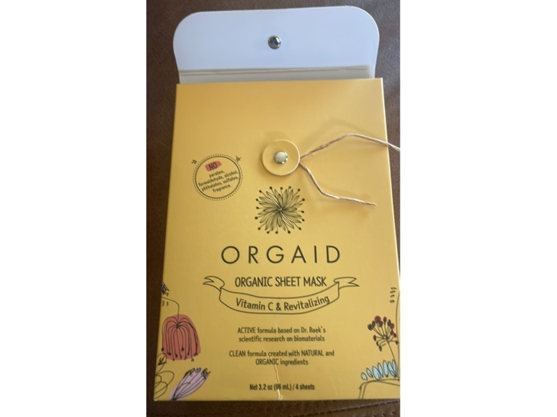 Orgaid Organic Sheet Mask, Vitamin C & Revitalizing, 3.2 fl oz/96 mL