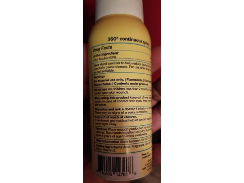 Emu Hand Sanitizer Mist, Lemongrass, 2.2 fl oz/62.4 g