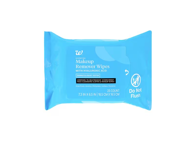 Walgreens Makeup Remover Wipes, Hyaluronic Acid, 25 Count