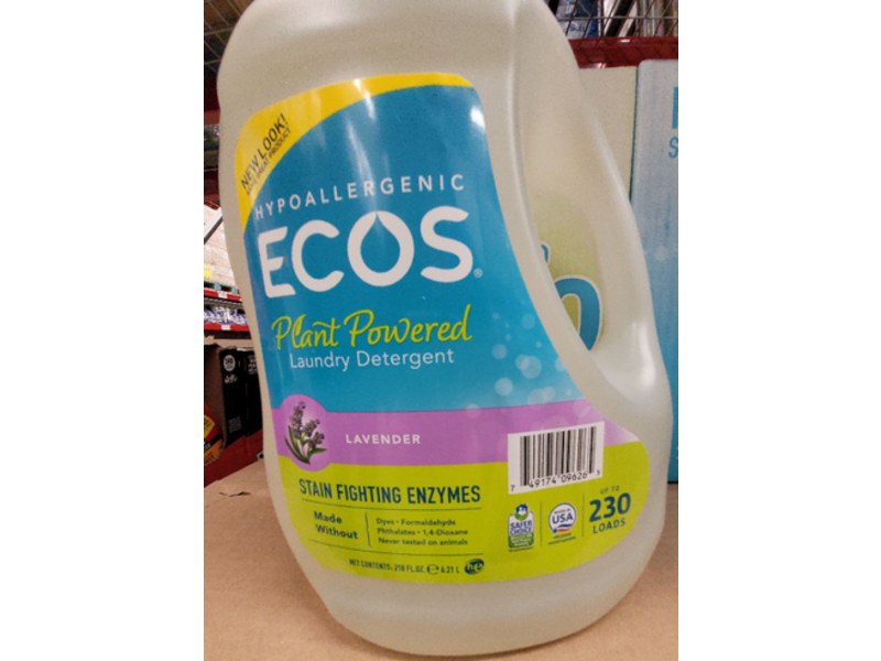 Ecos Plant Powered Laundry Detergent, Lavender, 230 Loads, 210 fl oz/6.21 L