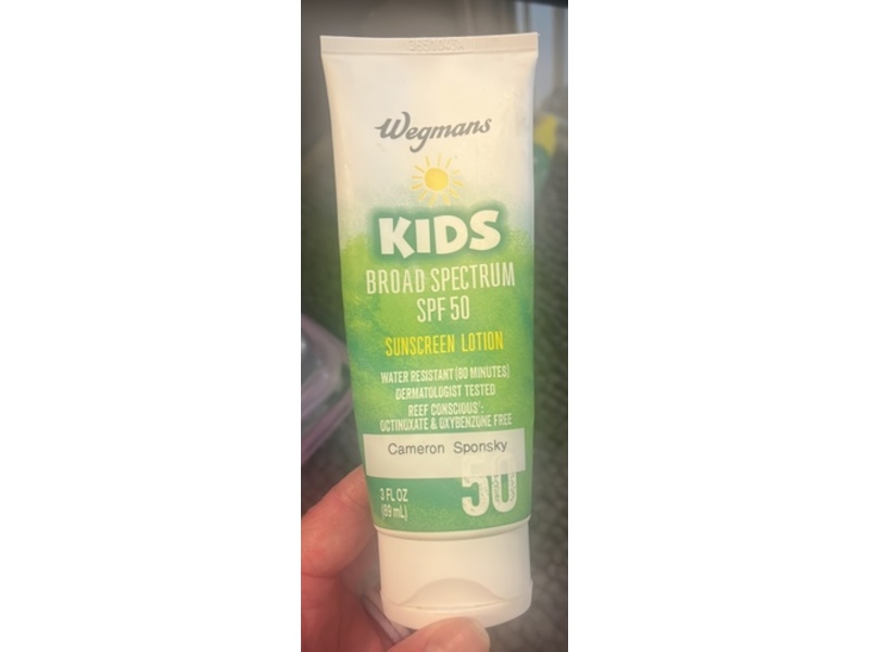 Wegmans Kids Sunscreen Lotion, SPF 50, 3 fl oz/89 mL