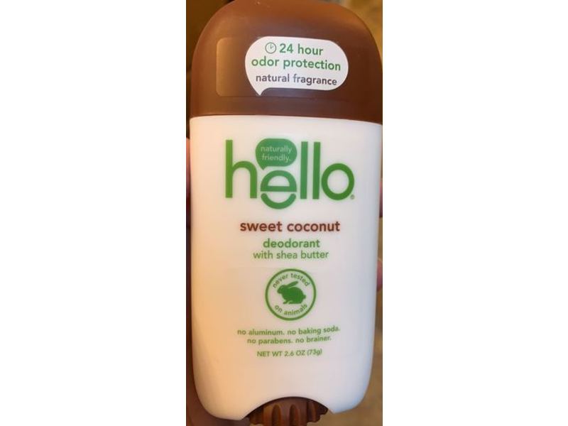 Hello Sweet Coconut Deodorant, Shea Butter, 2.6 oz/73 g