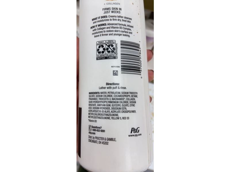 Olay Cleansing & Firming Body Wash, Vitamin B & Collagen, 17.9 fl oz / 530 ml.
