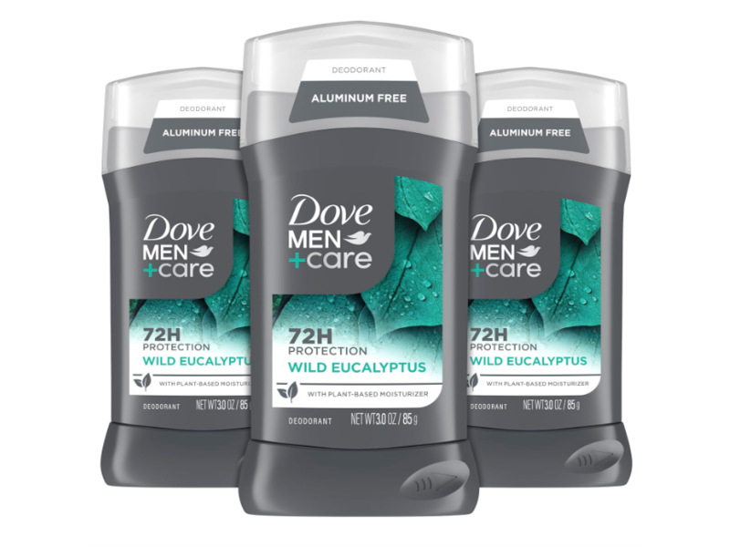 Dove Men+Care 72H Deodorant, Wild Eucalyptus, 3 oz/85 g, Pack Of 3