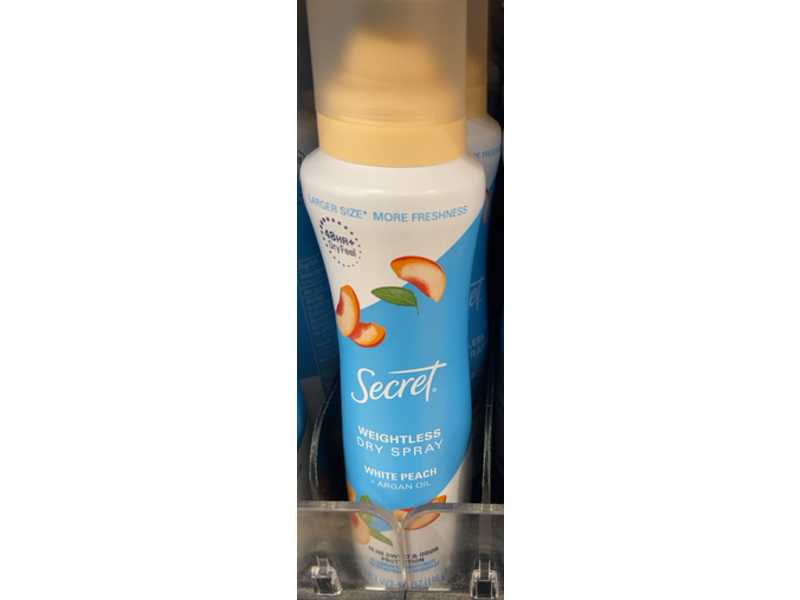 Secret Weightless Dry Spray, White Peach + Argan Oil, 4.1 oz/116 g