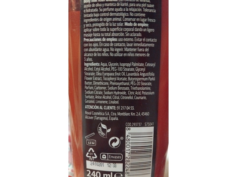 Imaqe Aromaterapia Relax Body Milk, Lavender Extract, 240 mL