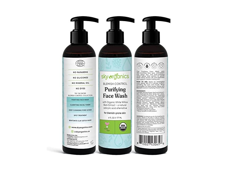Sky Organics Blemish Control Purifying Face Wash, 6 fl oz/177 mL