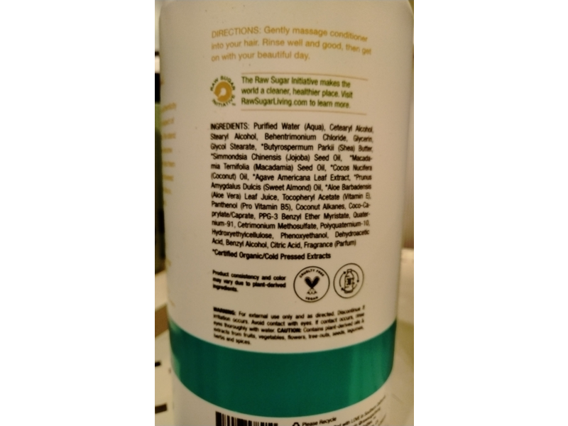 Raw Sugar Moisture Smoothie Conditioner, Coconut + Agave + Sweet Almond Milk, 30 fl oz/887 mL