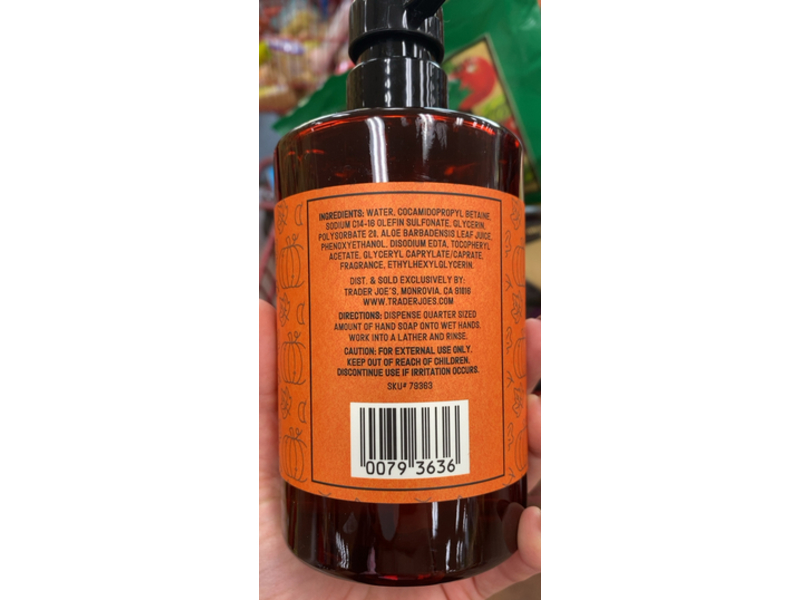 Trader Joe's Hand Soap, Vanilla Pumpkin, 16 fl oz/473 mL