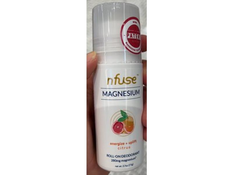 Nfuse Magnesium Roll-on Deodorant, Energize + Uplift Citrus, 2.7 oz/77 g